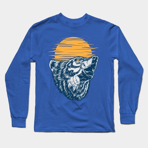 Howling Wild Wolf Long Sleeve T-Shirt by TomCage